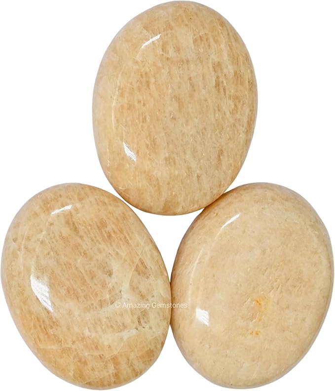 Cream Moonstone Crystals and Healing Stones - Large Palm Stone Crystals Piedra - Crystal for Good Luck, Positive Energy, Meditation - Unique Stocking Stuffers and Birthday Gifts for Women, Men