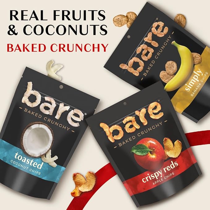 Bare Baked Crunchy, Apples Fuji & Reds and Cinnamon Variety Pack, 0.53 Ounce (Pack of 16)