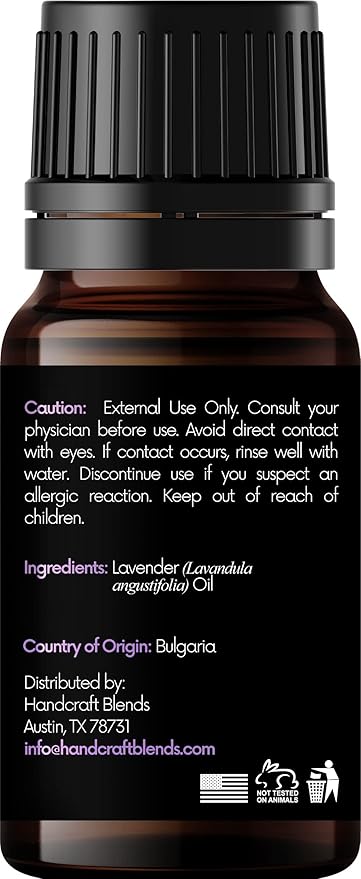 Handcraft Blends Lavender Essential Oil – 0.33 Fl Oz – 100% Pure and Natural – Premium Grade Essential Oil for Diffuser and Aromatherapy, Skin, Massage, Candle and Soap Making Fragrance