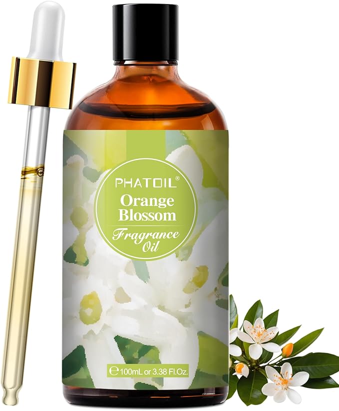 100ML/3.38fl.oz Orange Blossom Fragrance Oils, PHATOIL Orange Blossom Oil for Diffuser, Humidifier, Scented Oils for DIY Soap, Candle Making with Premium Glass Dropper