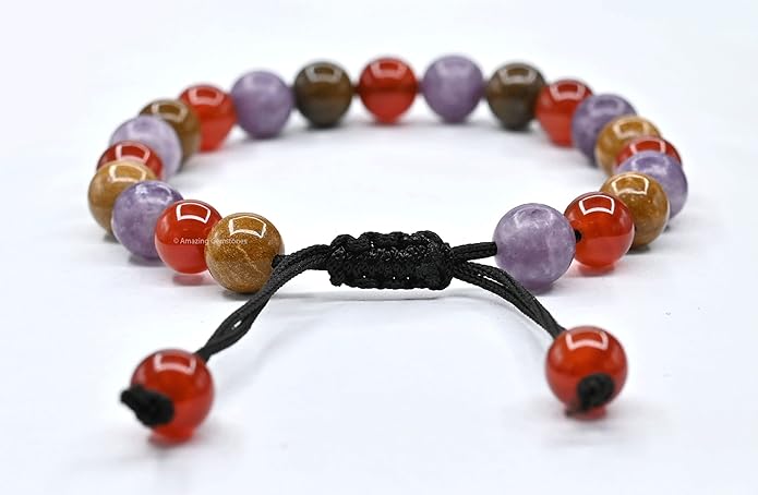 Natural Healing Crystal Bracelet for Women - Mens Bracelet Energy Balancing Gemstones Set - Adjustable Stone Bead Bracelet for Men and Women - Chakra Crystal Therapy Accessory, Meditation