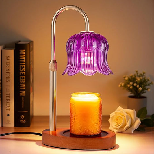 Candle Warmer Lamp Adjustable Timer Electric－Purple Flower-Shaped Wax lamp