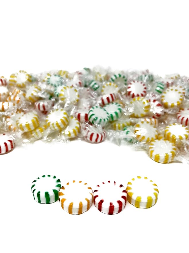 Halloween Fruit Flavored Hard Candy - 6 lbs - Apple, Strawberry, Lemon and Orange Flavored Disks Old School Classic Starlights - Bulk American Vintage Candy Assortment - Individually Wrapped, 96 oz.