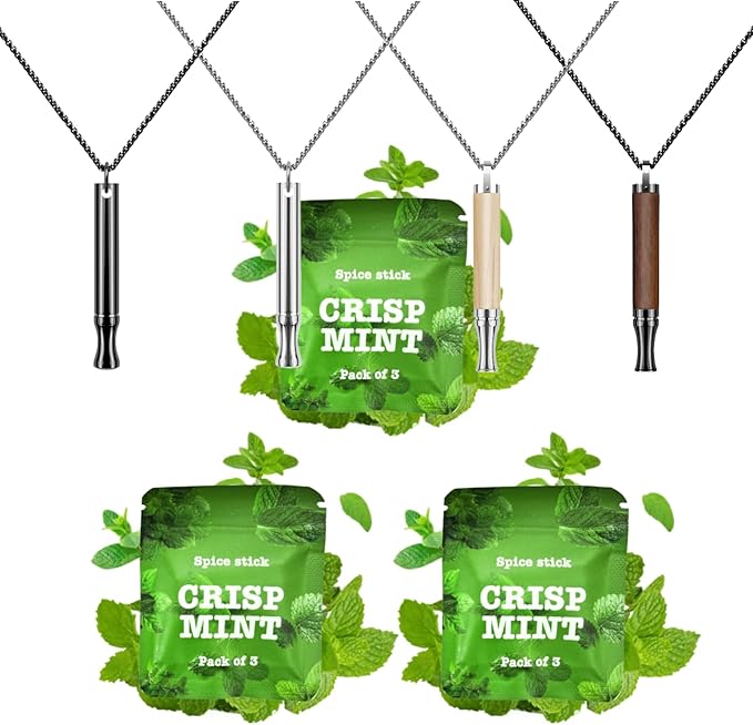 3 Packs of Plant-Based Crisp Mint Flavor Cores | 5.5mm x 30mm | Break Habits Naturally | Fits Standard Necklace Diffusers | 9 Total Cores