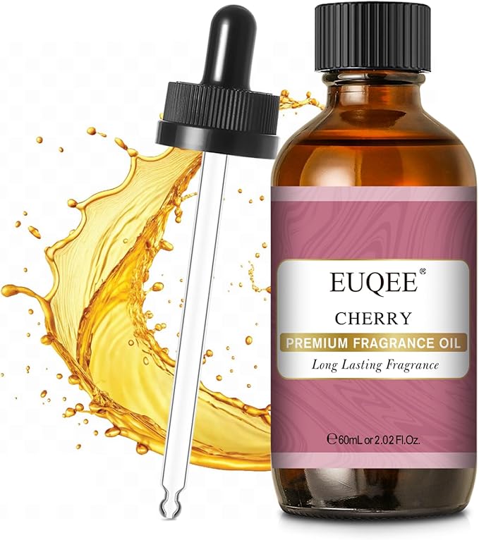 EUQEE 2.02 Fl oz Cherry Fragrance Oil, 60ml Premium Cherry Essential Oil with Glass Dropper for Diffusers, Candle & Soap Making