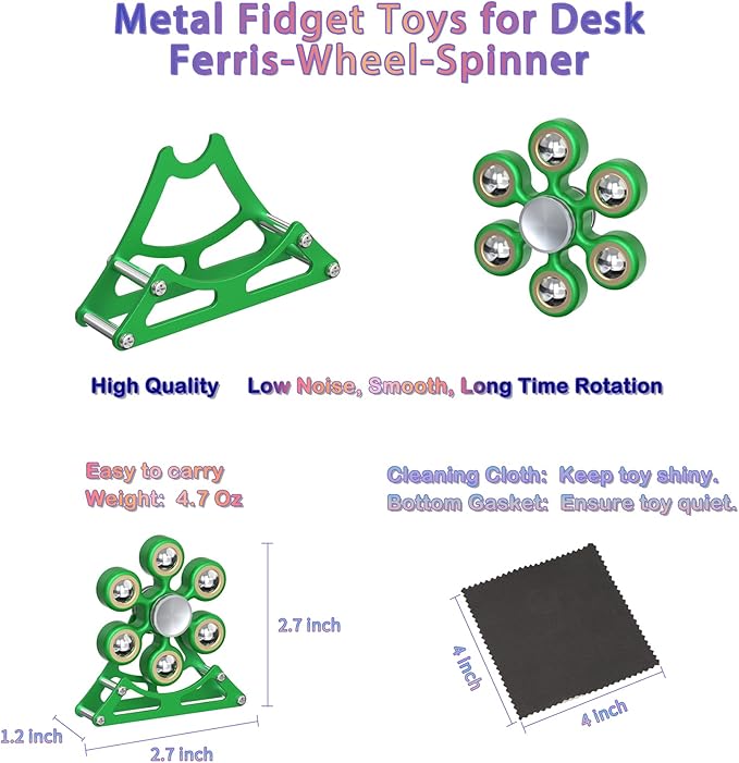 Desk-Fidget-Toys for Ferris-Wheels-Spinner: 4mins Metal Kinetic-Spinner Cool-Gadgets for Office Home School Christmas, EDC-Toy ADHD Tools Cool-Stuff Stress Relief Gift for Kid Children Teen Adult