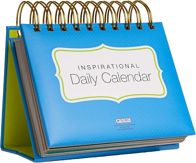 Global Printed Products Motivational & Inspirational Perpetual Daily Flip Calendar Self-Standing Easel (Bright Colors)