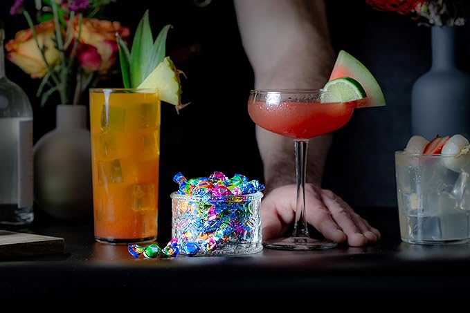 GLITTERATI Tropical Fruits Italian Mini Hard Candies, Individually Wrapped Gourmet Candy Assortment, Exotic Tropical Fruit Flavors, Vegan, Gluten Free, Non GMO, 14 oz Resealable Pouch, 400 Ct.