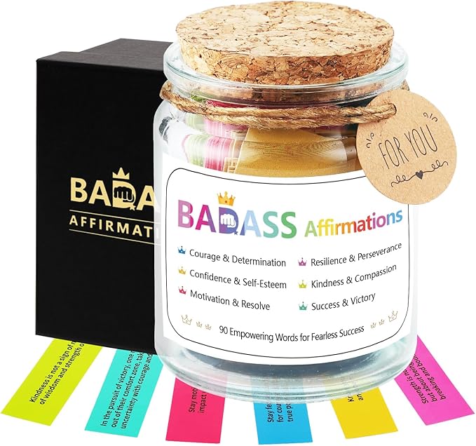 Badass Affirmations Jar Congratulations Graduation Gifts Motivational and Inspirational Gifts for Women Men Boss Unique Funny Christmas Birthday Gift for Sister Coworker Friend