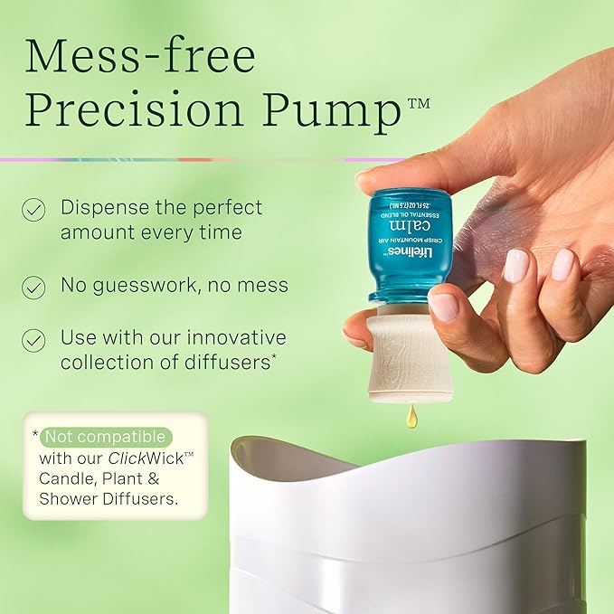 Lifelines Essential Oil Blends, 2-Pack - Blended Essential Oils with Mess-Free Precision Pump for Aromatherapy Diffusers - Long-Lasting Scented Fragrance - Crisp Mountain Air (Calm & Focus)