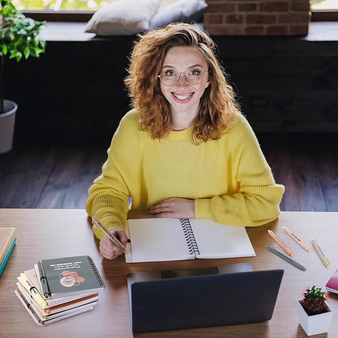 Kosiz 48 Pcs/24 Set Positive Affirmation Gifts Gratitude Spiral Notebooks with Pens Motivational Encouragement Notepads Daily Affirmations Journal for Women (Plant)