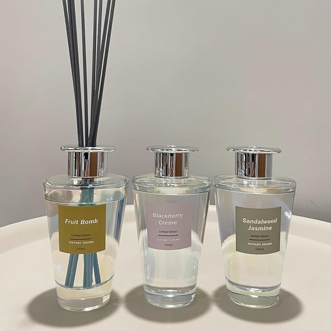 Jasmine Sandalwood Premium Reed Diffuser Set for Home, Strong Long Lasting Scent Natural Oil Diffuser for Bathroom Smells Good for Home (180ml)