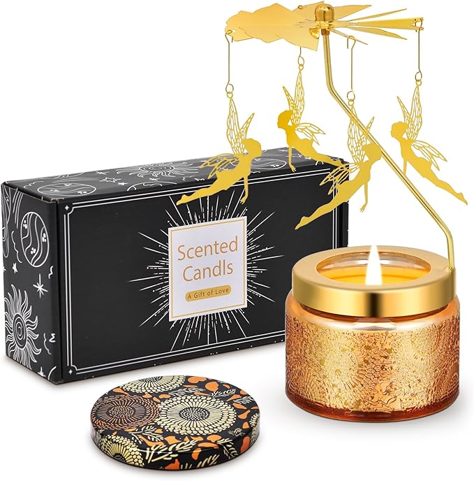 Girl with Wings Rotating Scented Candles Gift Set for Birthdays, Christmas, Thanksgiving, or As A Unique Present for Your Mom, Sister, Girlfriend, Colleagues, Friends, or A Dear Friend