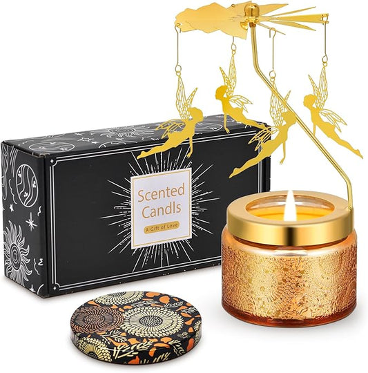 Girl with Wings Rotating Scented Candles Gift Set for Birthdays, Christmas, Thanksgiving, or As A Unique Present for Your Mom, Sister, Girlfriend, Colleagues, Friends, or A Dear Friend