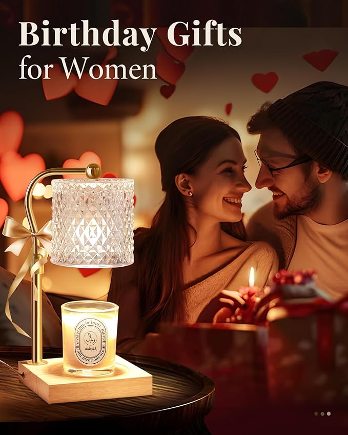 Candle Warmer Lamp with Timer Dimmer Adjustable Height, Birthday Gifts for Women, House Warming New Home Decor Gifts for Mom, Electric Wax Warmer for Jar Candles, Clear