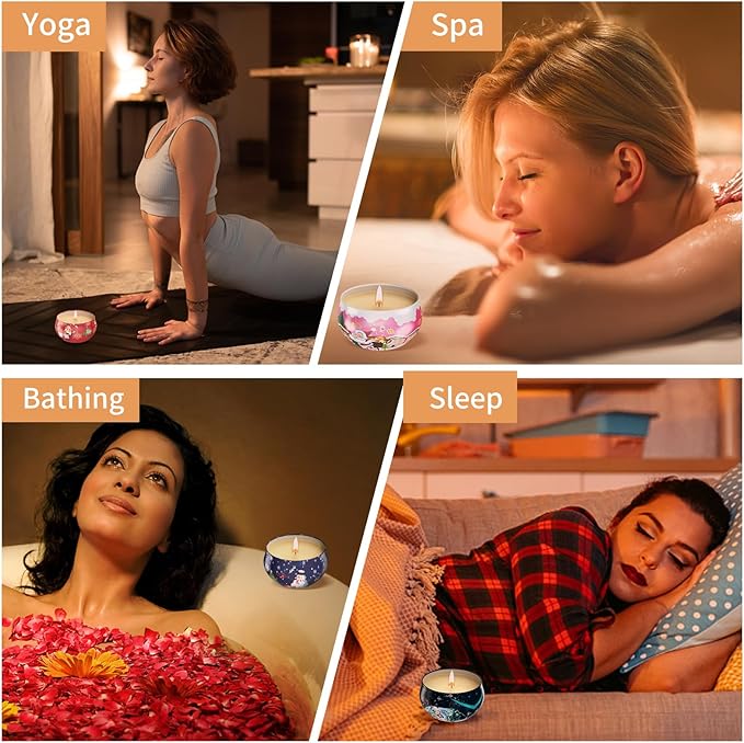 Christmas Candles Gifts for Women, Primevolve Scented Candles Set for 12 Bulk Home Aromatherapy, Strongly Fragrance Long Lasting Portable Travel Tin for Spa Bath Yoga