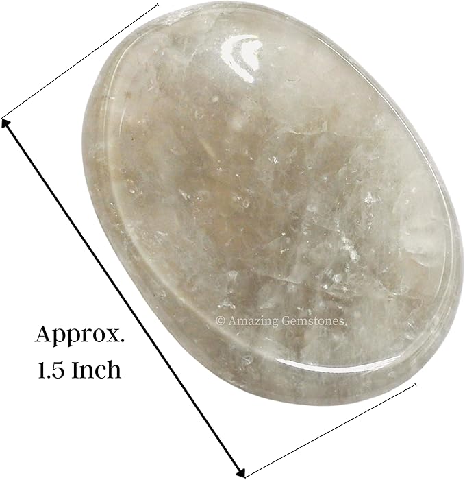 Amazing Gemstone Smoky Quartz Worry Stone Crystals and Healing Stones - Worry Stones for Stress Relief Gifts - Piedra Crystal Fidget for Meditation - Unique Stocking Stuffers and Birthday Gifts