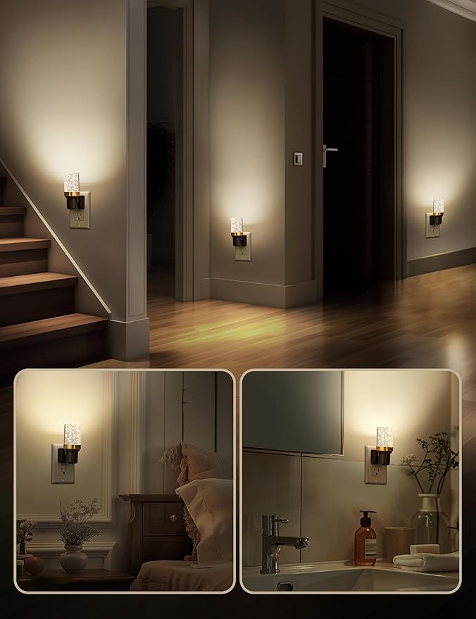 DORESshop LED Night Lights Plug into Wall, Modern Decorative Design Nightlights Plug in, Adjustable Brightness, Dimmable Night Light, Perfect for Adults' Bedroom, Hallway, Bathroom,Warm White