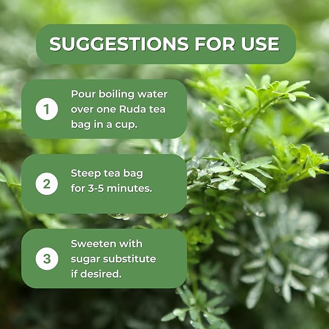 Hanan Te de Ruda Rue 25 Tea Bags for Relaxation & Well-Being, Ruta Graveolens, Natural Herbal Tea from Peru
