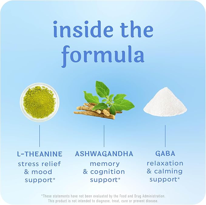 Calming Ashwagandha Gummies for Teens | Stress Relief Supplement with Theanine, GABA, Chamomile & Lemon Balm Calm Sleep Gummies | Natural Raspberry Flavor, Non-GMO, Third-Party Tested | 60 Ct