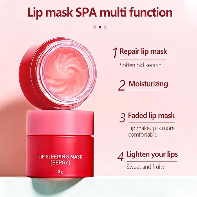 4PCS Lip Sleeping Mask，Korean Lip Mask Jelly Sleep Lip Balm，Lip Mask Set，Reduce Lip Lines and Improve Lip Color，Overnight Lip Treatment Care for Dry Cracked Lips，Moisturizing, Hydrating, Nourishing