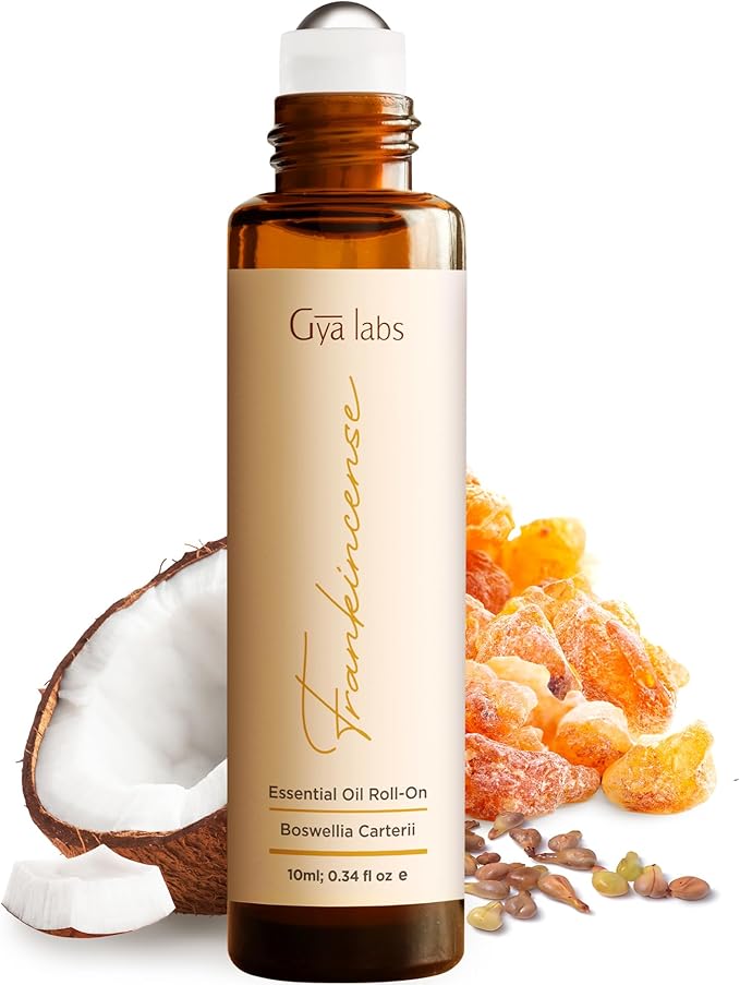 Gya Labs Frankincense Essential Oil Roll On - 0.34 Fl Oz - Travel Size Roller for Camping, Skin, Aromatherapy Relief, Convenience