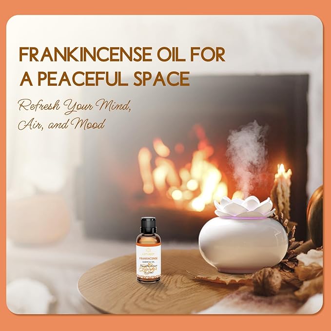 Frankincense and Myrrh Essential Oil, 100% Pure Natural, for Diffuser, Skin Care, Meditation, and Relaxation, Combo Set with Roller Bottle - 2 Oz