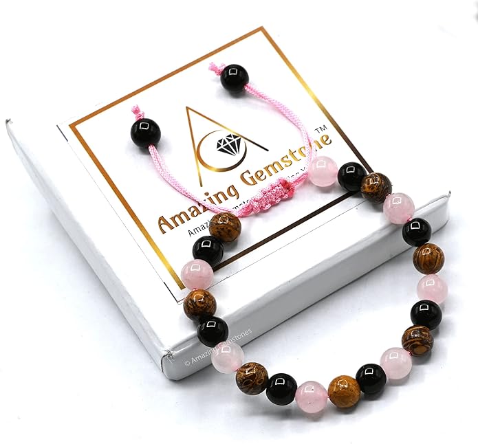 Natural Healing Crystal Bracelet for Women - Mens Bracelet Energy Balancing Gemstones Set - Adjustable Stone Bead Bracelet for Men and Women - Chakra Crystal Therapy Accessory, Meditation