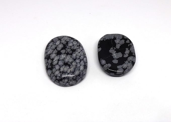 L PEDRA & CRYSTAL Worry Stone A Handheld Comfort to Ease Stress, Enhance Focus, and Promote Inner Peace (Snowflake obsidean Worry Stone)