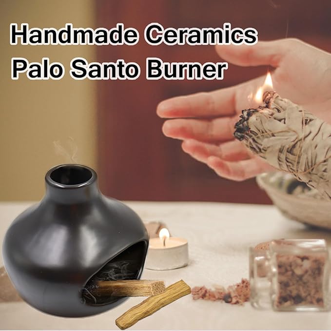 Palo Santo Holder, Incense Burner Zen Decor, Smudge Bowl for Meditation Yoga, Chimeneas Incense Holder, Handmade Ceramic Incense Holder Ash Catcher