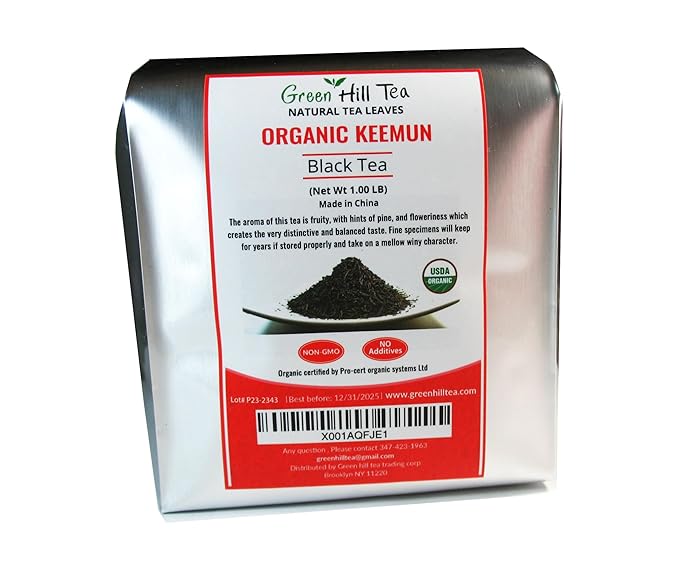 Greenhilltea organic Keemun Black Tea, China's most famous natural and black iced tea - 1lb Tea Bag