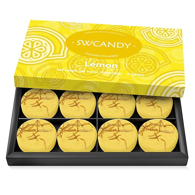 Aromatherapy Shower Steamers Birthday Day Gifts Lemon - Swcandy 8 Pcs Bath Bombs Birthday Gifts for Women, Shower Bombs with Essential Oils, Relaxation Home SPA for Women Who Has Everything
