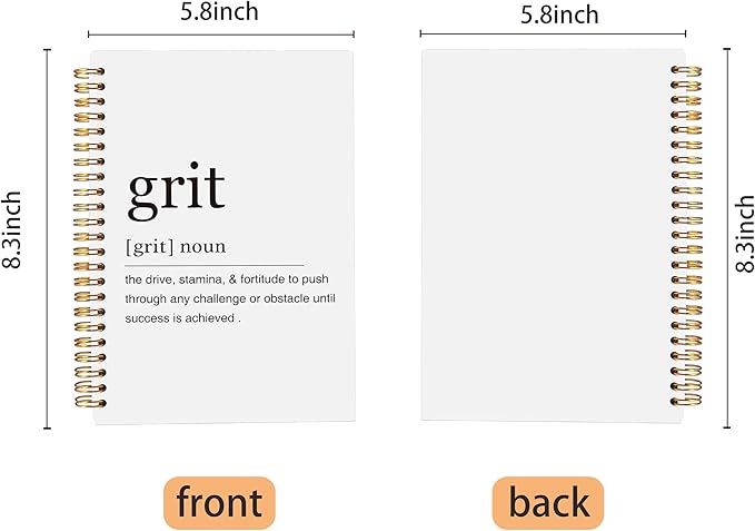 Inspirational Spiral Notebook,Inspirational Journal,Inspirational Journal for Women Men Writing,Grit Spiral Notebook 8.3×5.5 Inch