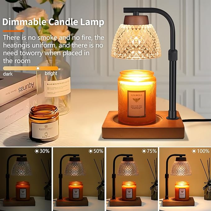 Dimmable Candle Warmer Lamp with Timer, Electric Wax Melt Warmer, lamp candle warmer for Jar Scented Candles Mothers Day Birthday Gifts for Women Mom Grandma, Home Offices Decor Light(Diamond White)