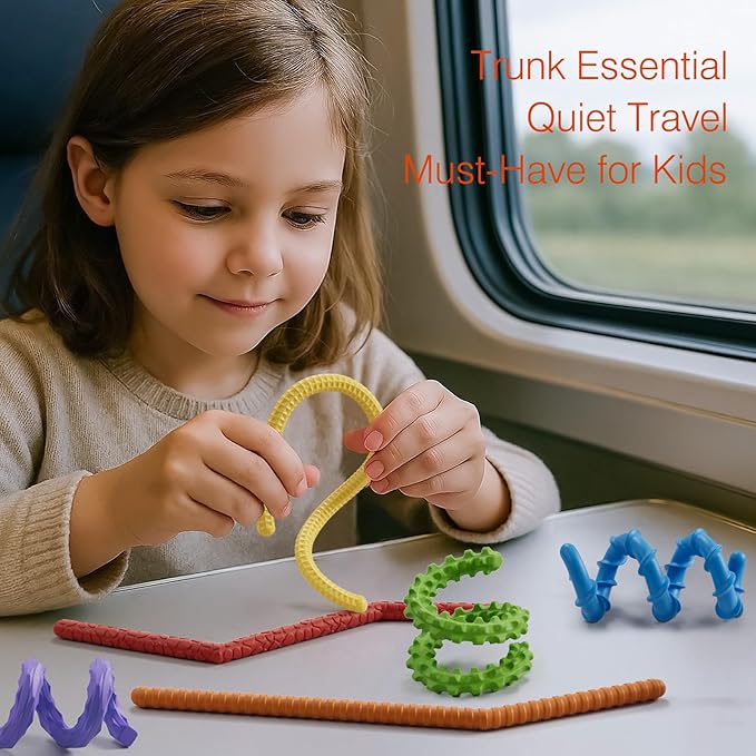 Flexible Sensory Fidget Sticks for Kids,6PCS Sensory Fidget Toys for Stress Anxiety Autistic ADHD,Calm Down Travel Airplane Essentials Toys,Stuffers Gifts for Teens Boys Girls