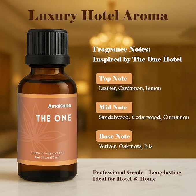 AmaKane The One Hotel Essential Oil 30ml, Hotel Inspired Fragrance Oil for Candle Soap Making, Premium Diffuser Oil for Home, Long-Lasting Aromatherapy Oil