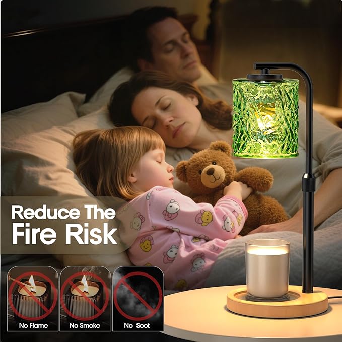 Candle Warmer Lamp with Timer and Dimmer Dimmable Candle Lamp with Glass Lampshade Candle Warmer with Adjustable Height Wax Melt Warmer for Women Home Decor, 2 Bulbs Included