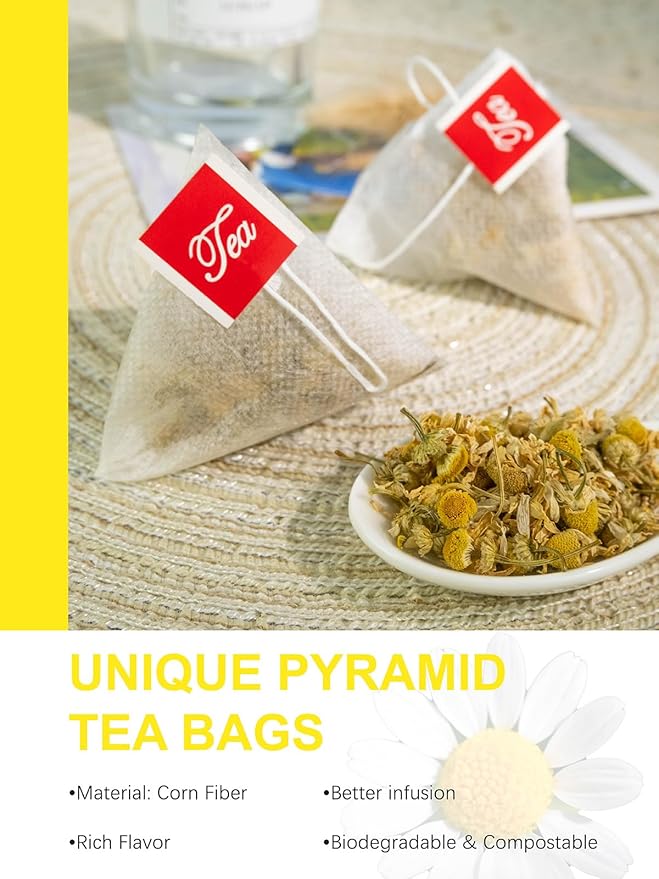 TeeLux Chamomile Tea Bags, 1.5g/bag, Pure Natural Chamomile Flowers Herbal Tea, Caffeine Free, 100 Count