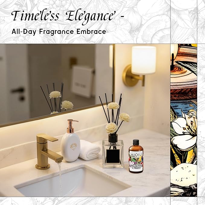 HIQILI English Pear &Freesia Diffuser Oil, Long-Lasting Refill for Humidifiers & Reed Diffusers, Hotel-Grade Scent, Suitable for Home Use - 3.38 Fl Oz