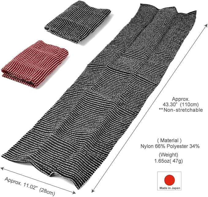 Exfoliating Washcloth [Made in Japan] Extra Long Exfoliating Towel Special Texture Makes Fluffy Foam Lather, Back Scrubber, Dead Skin Cell Remover, Loofah for Women and Men (2pcs Set(Black, Red))