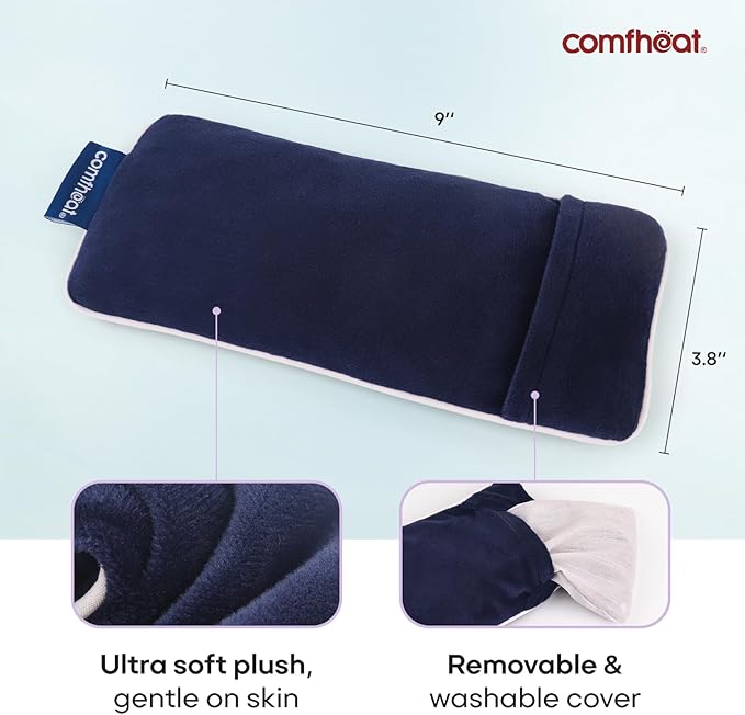 Lavender Weighted Eye Pillow - Soft Plush Removable Cover, Moist Heat & Cold Therapy, Natural Aromatherapy Eye Compress Pillow for Relaxation, Yoga, Meditation, and Sleep, Navy Blue