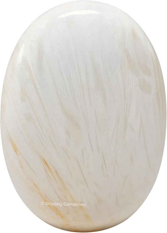 Amazing Gemstone Scolecite Crystals and Healing Stones - Large Palm Stone Crystals Piedra - Crystal for Good Luck, Balanced Positive Energy, Meditation - Unique Stocking Stuffers Gifts for Women, Men