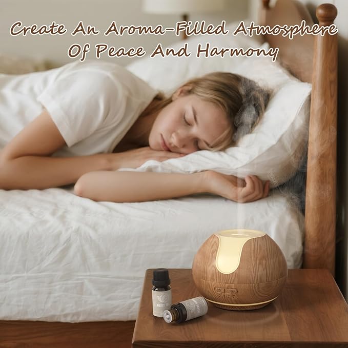 ARVIDSSON Essential Oil Diffuser, 200ml Aromatherapy Diffuser with Mood Light, Oil Diffusers for Home, Ultrasonic Diffuser for Essential Oils, Gift for Women - Wood Grain
