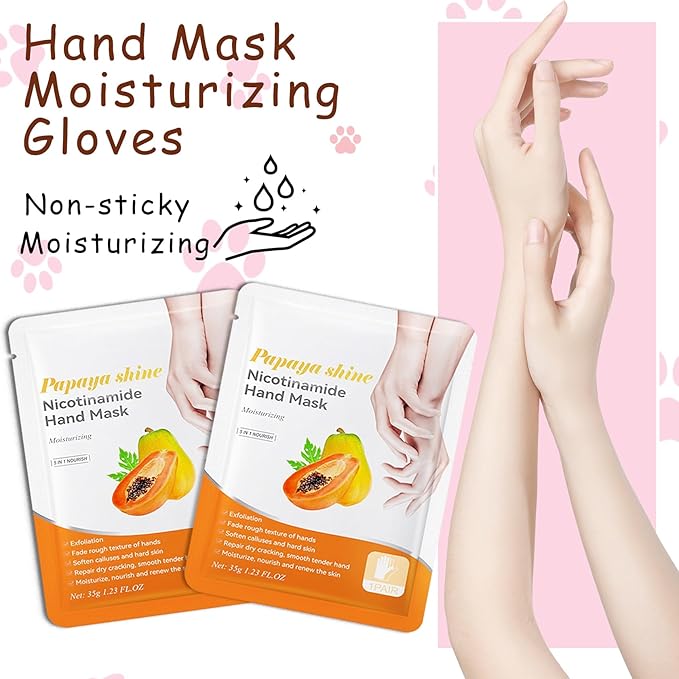 Hand Masks, 6 Pairs Hydrating Exfoliating Hand Peeling Mask, Smooth Hand Masks Moisturizing Gloves Overnight for Dry, Rough, Cracked Hands, Hand Skin Moisturizer Glove for Women Men（M