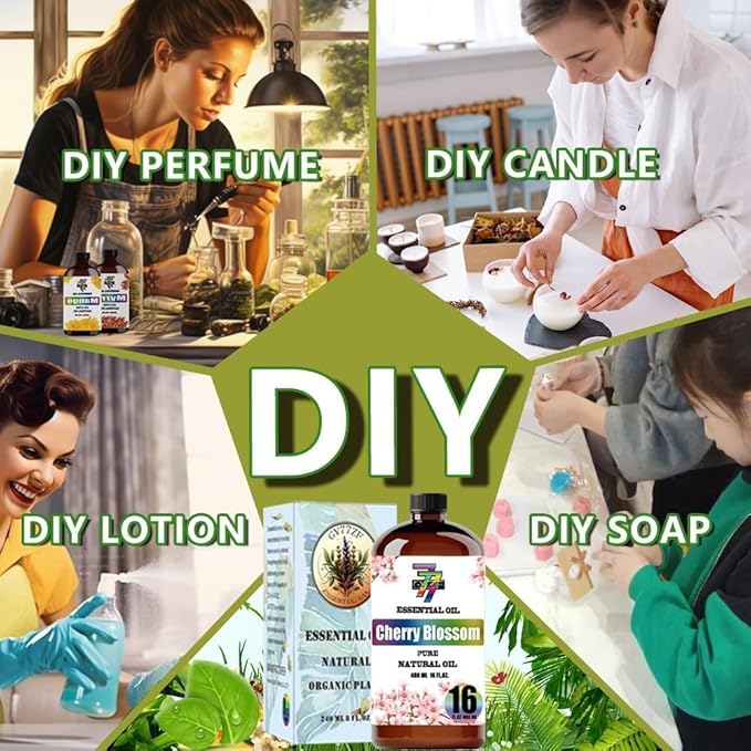 Cherry Blossom Essential Oil (16 oz / 480 ml) – Cherry Blossom Oils for diffusers, humidifiers, Home Baths, Cleaning Products, Yoga, DIY Soaps and DIY Scented Candles