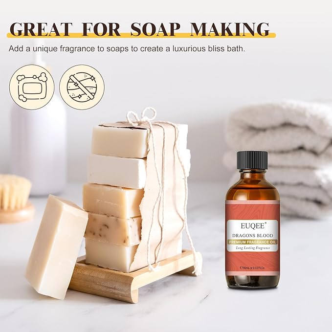 EUQEE Dragons Blood Fragrance Oils, 60ml Scent Essential Oils with Glass Dropper for Diffusers, Soap Making, DIY Bath Bombs - 2.02Fl oz