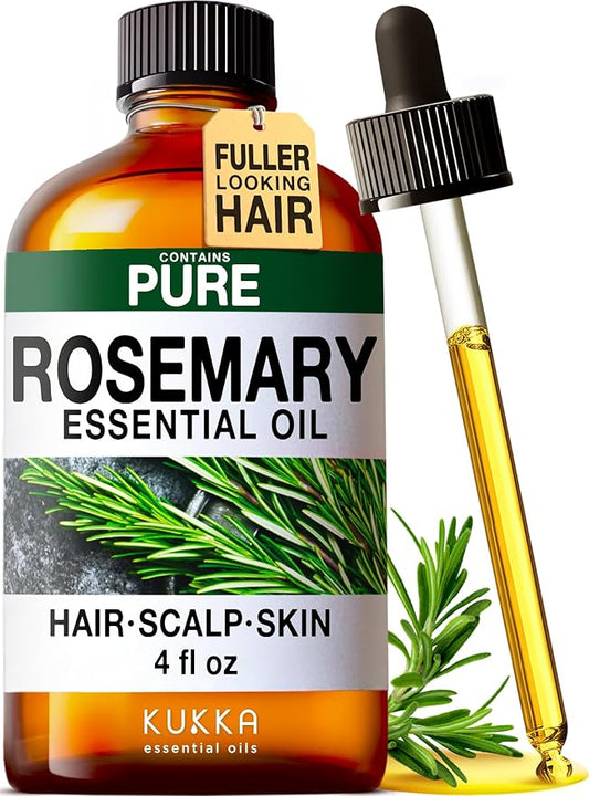 KUKKA Rosemary Essential Oils - 4 Fl Oz - for Hair, Skin, Diffuser, Aromatherapy & DIY Soap Making Scent