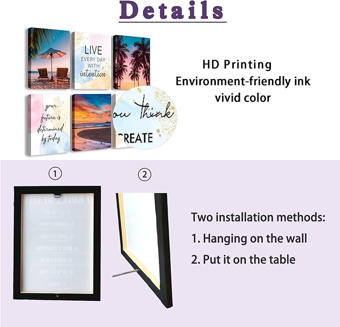 Inspirational Quotes Motto Wall Art，Office landscape Wall Art Decoration Painting, Suitable for Library, School, Gym,Office，Living Room,Home Deco,Tabletop/Hanging,|6-pack（29 x 38 cm ） Framed 6