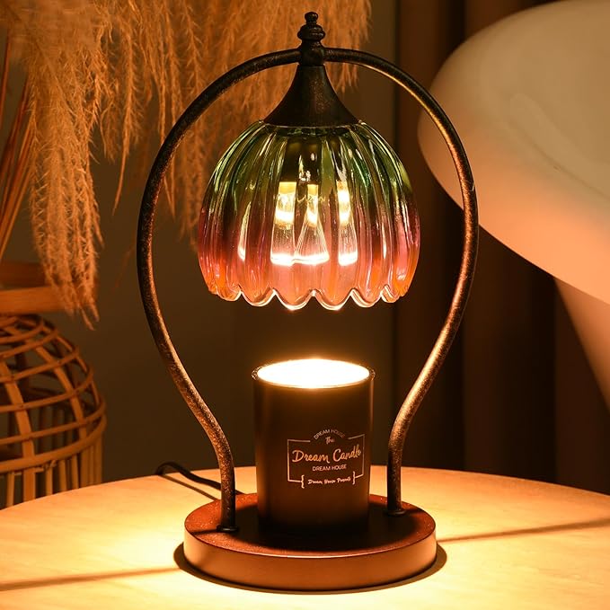 Electric Candle Warmer Lamp with Timer：Scented Candle Warmer Dimmable Lamp with 2 Bulbs, Christmas Gifts for Mom Women, House Warming Gifts New Home Decor for Bedroom Living Room