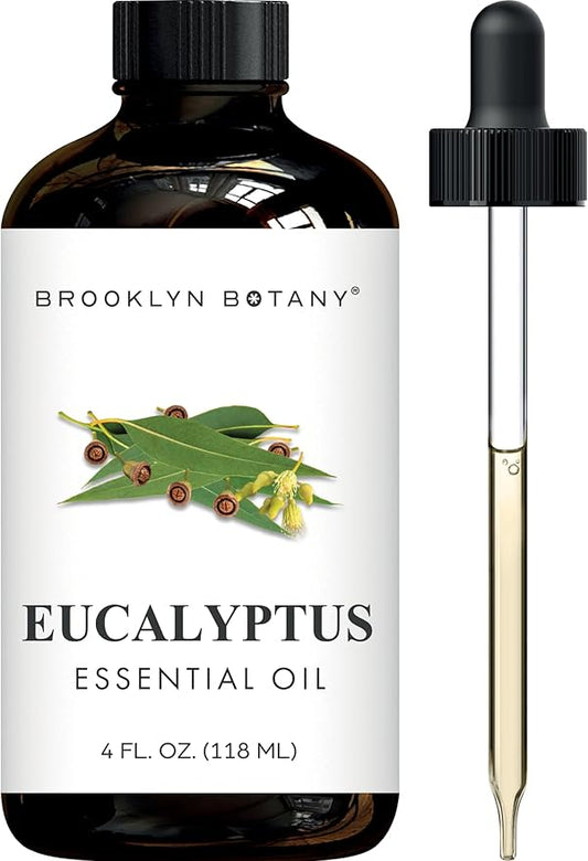 Brooklyn Botany Eucalyptus Essential Oil - Huge 4 Fl Oz - 100% Pure and Natural - Premium Grade with Dropper - for Aromatherapy and Diffuser